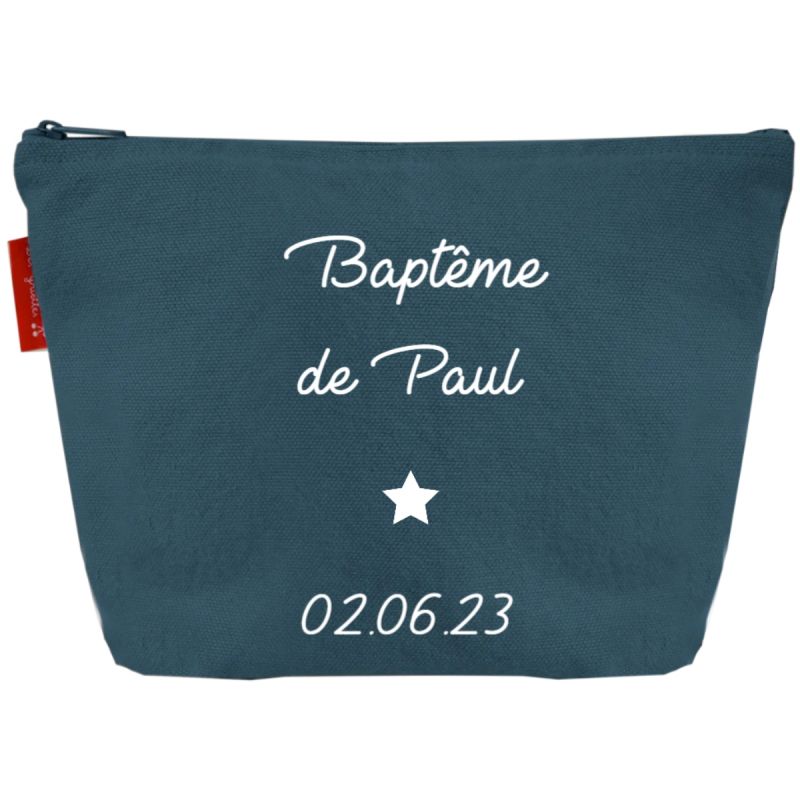 Trousse de toilette bleu pétrole (personnalisable) Les Griottes Produit 1 grande taille