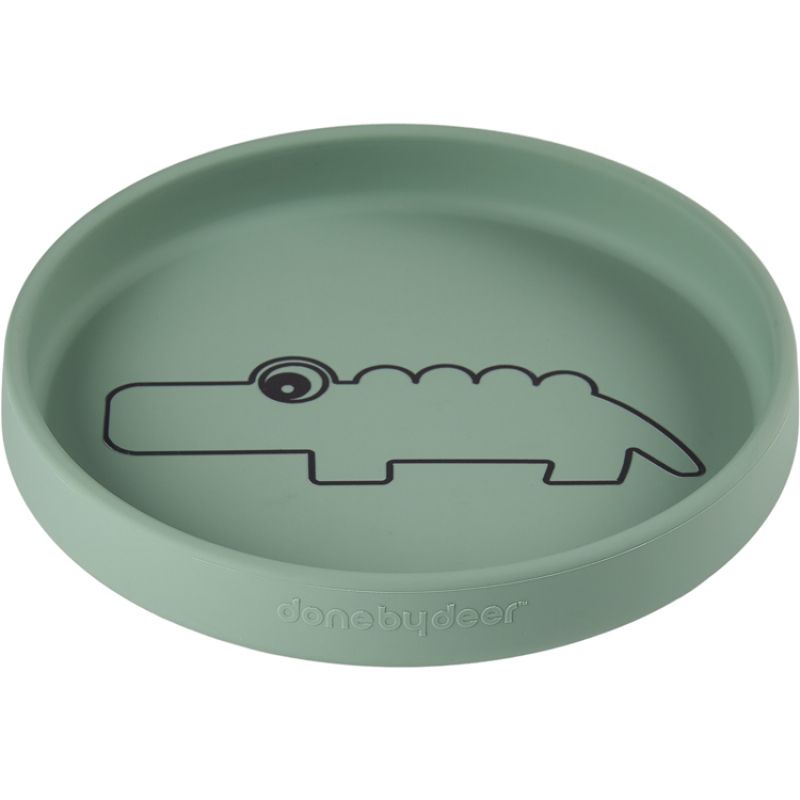 Assiette en silicone verte Croco le crocodile Done by Deer Produit 1 grande taille