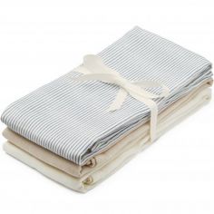 Lot de 3 langes en coton bio Classic Stripes Blue (70 x 70 cm) - Cam Cam Copenhagen