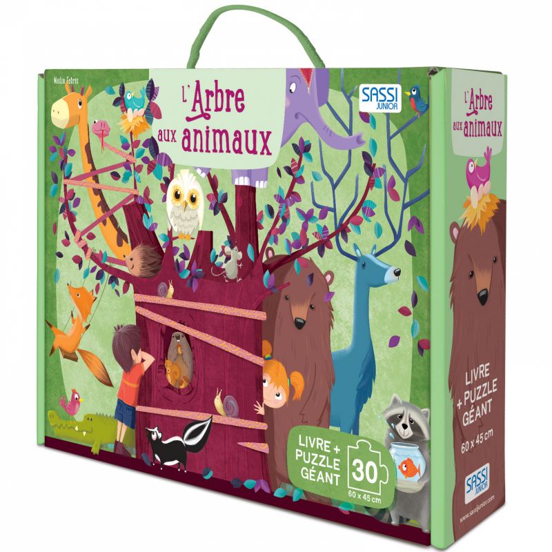Livre et puzzle géant L'arbre aux animaux Sassi Junior