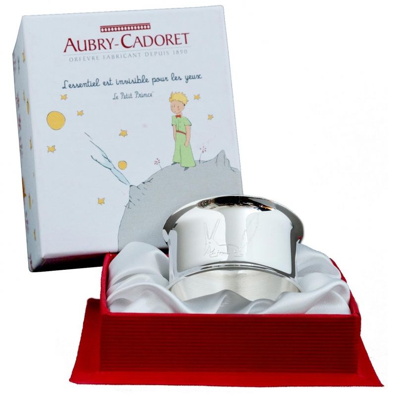Rond de serviette Petit Prince Renard personnalisable (métal argenté) Aubry-Cadoret