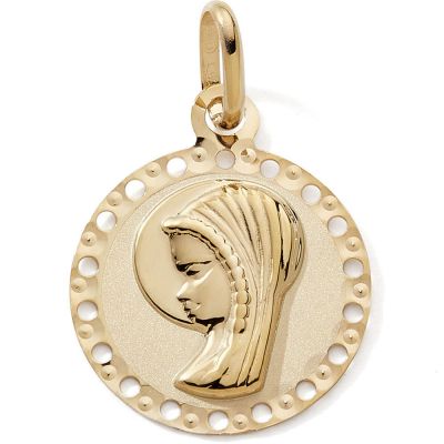 médaille ronde vierge (or jaune 9 carats)