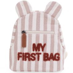 Sac à dos bébé My First Bag rayures nude-terracotta - Childhome