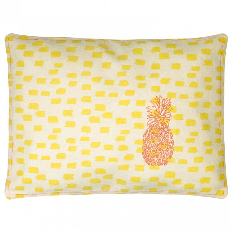 Coussin brodé Ananas jaune (30 x 40 cm) Mimi'lou