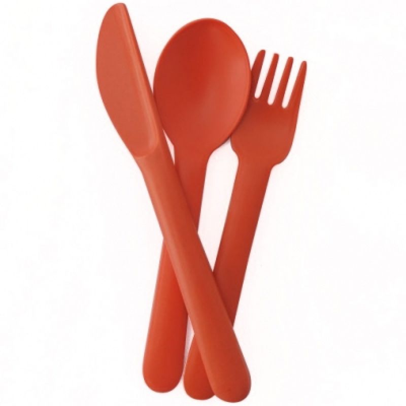 Lot de 3 couverts en bambou Bambino orange kaki EKOBO