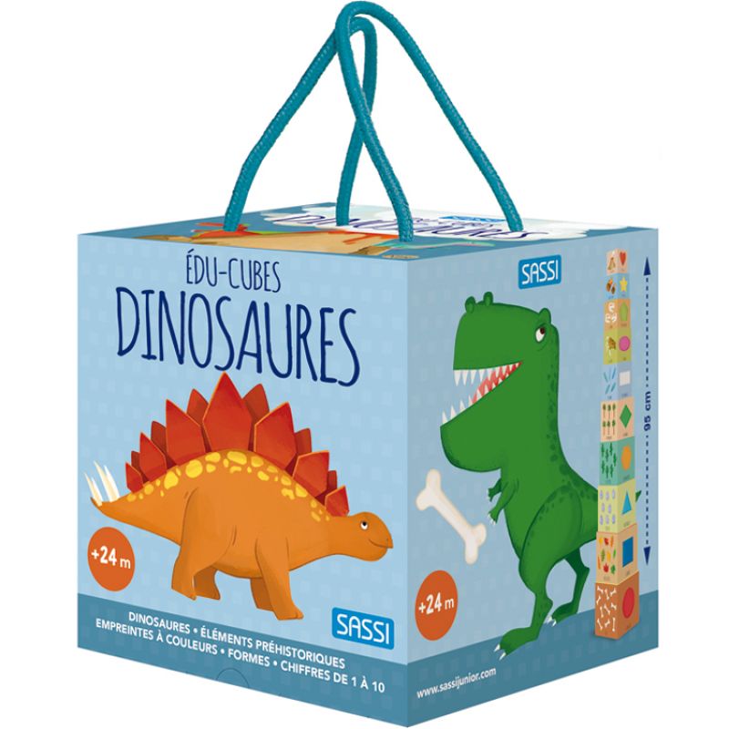 Livre + cubes à empiler Eco-cubes Les dinosaures Sassi Junior