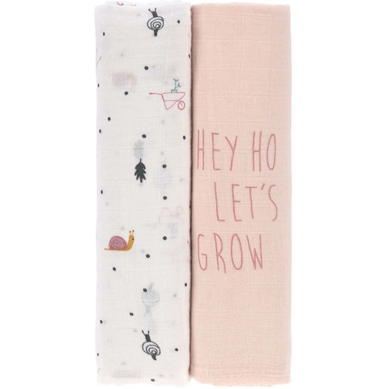 Lot de 2 maxi langes en bambou rose Garden Explorer (120 x 120 cm) Lässig