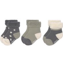Lot de 3 paires de chaussettes bébé en coton bio Cozy Leg olive (pointure 15-18)  par Lässig 