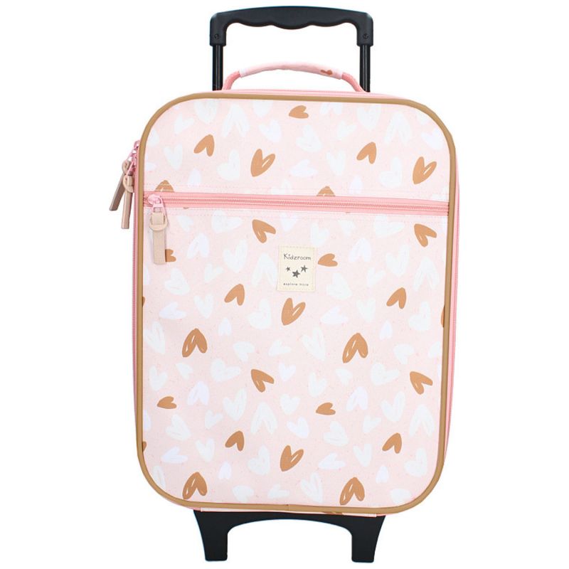 Valise à roulettes enfant Coeurs rose et caramel Kidzroom Produit 1