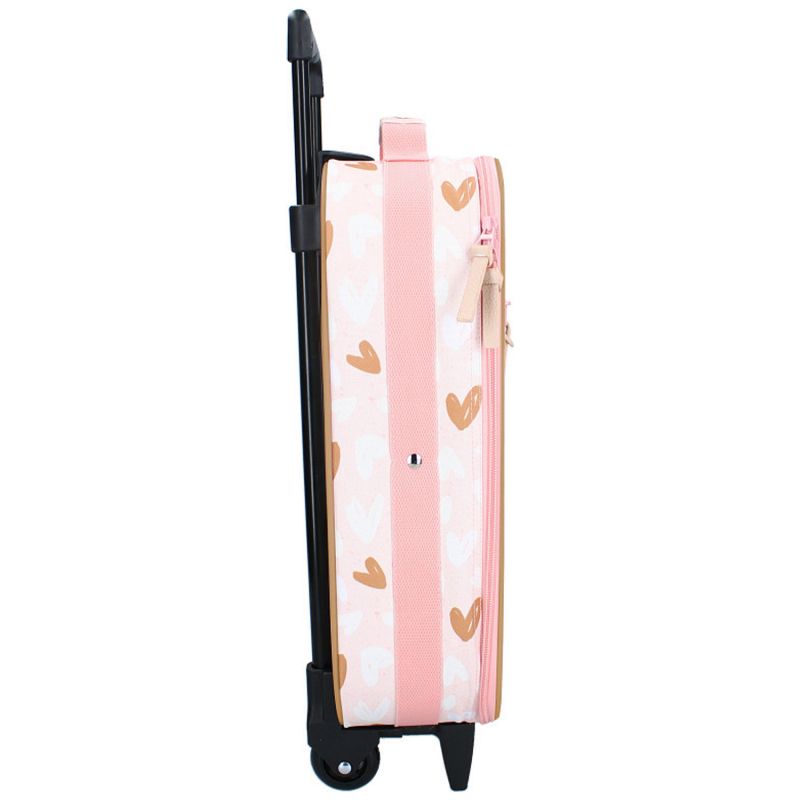 Valise à roulettes enfant Coeurs rose et caramel Kidzroom Produit 3