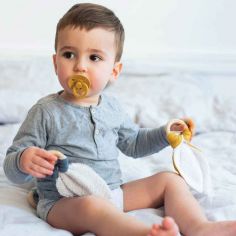 Anneau de dentition en bois Bleu pétrole (personnalisable)