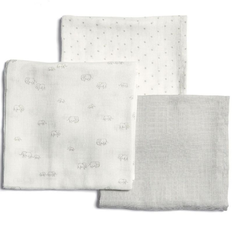 Lot de 3 langes Welcome to the world Eléphant (90 x 90 cm) Mamas and Papas