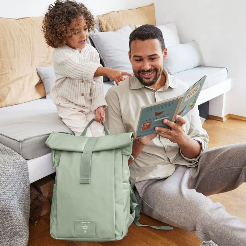 Sac à dos à langer Rolltop Up vert argenté Green Label Lässig Ambiance 2