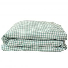 Housse de couette percale de coton Vichy Azur (100 x 140 cm) - Kadolis