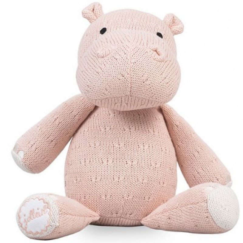 Peluche hippopotame tricot pêche (26 cm) Jollein