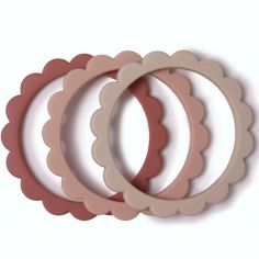 Lot de 3 bracelets de dentition Flower Rose-Blush-Shifting sand - Mushie
