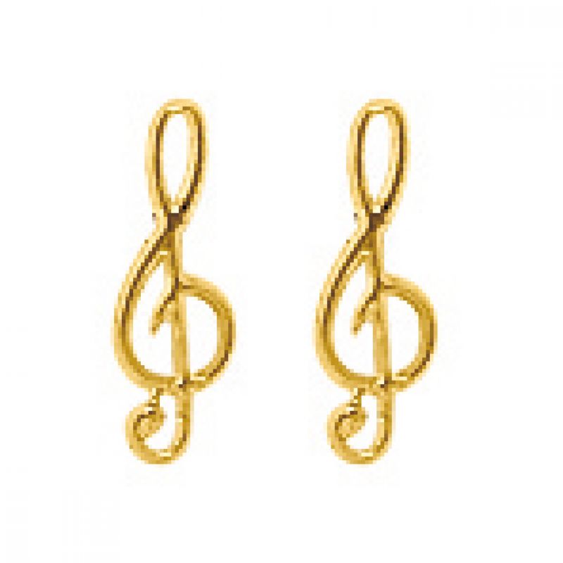 Boucles d'oreilles Clé de Sol (or jaune 750°) Berceau magique bijoux