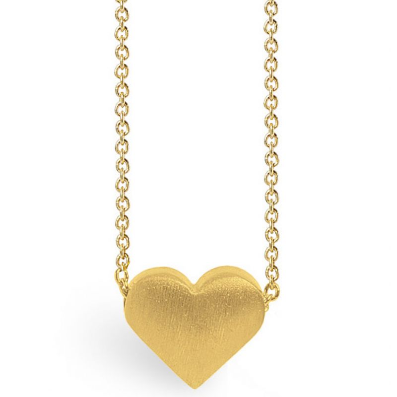 Collier chaîne 40 cm pendentif Full coeur 08 mm (vermeil doré) Coquine