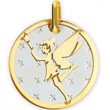 Médaille Fée étoiles personnalisable (acier et or jaune 375°)  par Lucas Lucor