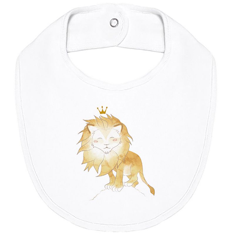 Bavoir à pression en coton bio Lion Les enfants rois