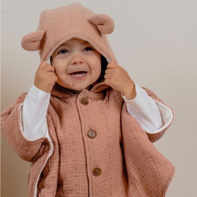 Poncho en mousseline bio Rose (6-18 mois)