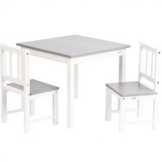 Petite table + 2 chaises Activity gris et blanc