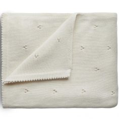 Couverture tricotée en coton bio Pointelle Ivory (100 x 80 cm)