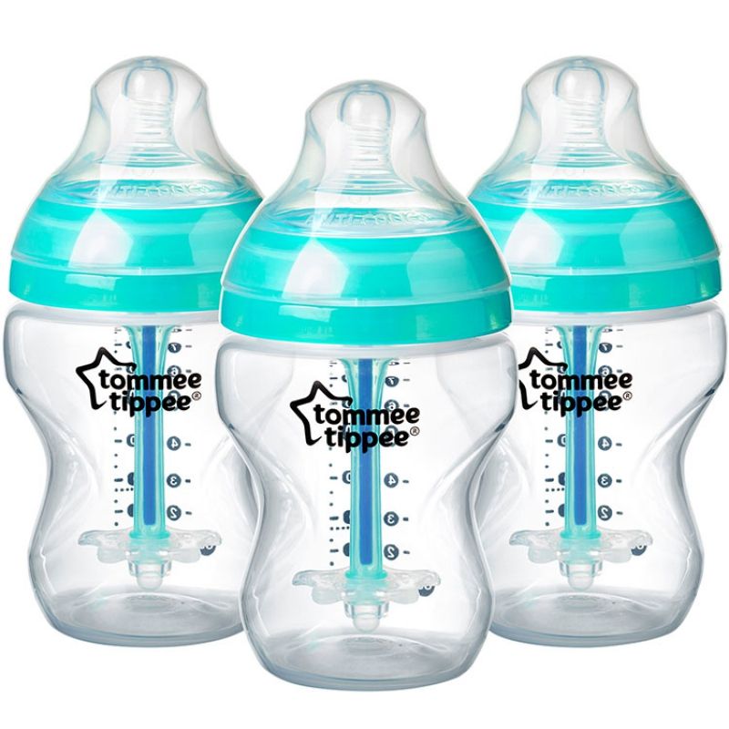 Lot de 3 biberons Anti-colique avancé turquoise (260 ml) Tommee Tippee