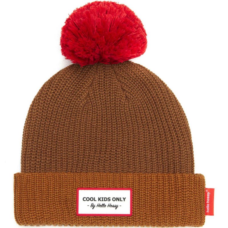 Bonnet Block Brownie avec pompon (9-18 mois) Hello Hossy