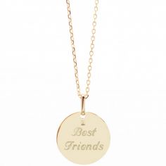 Collier médaille martelée 45 cm personnalisable (plaqué or)