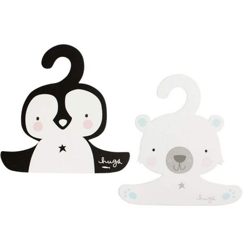 Lot de 2 cintres en carton animaux polaires A Little Lovely Company