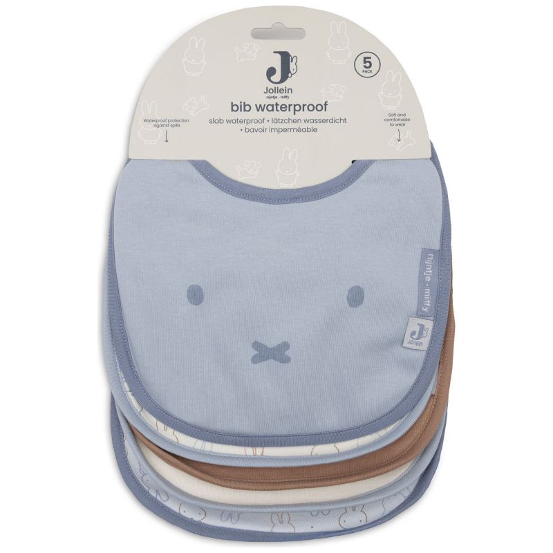 Lot de 5 bavoirs imperméables Miffy Moments Cloudy Blue Jollein Packaging 8