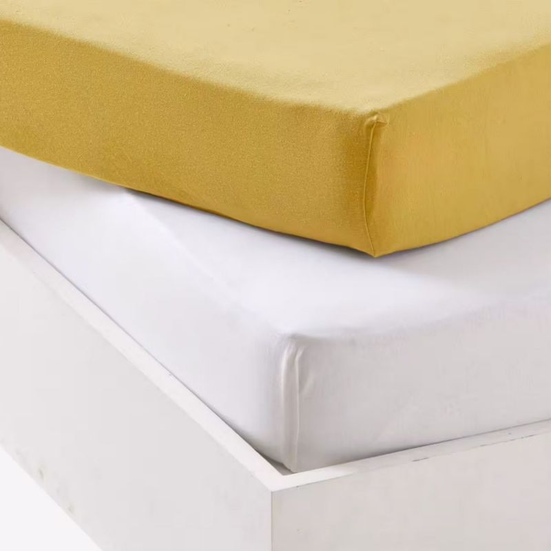 Lot alèse et drap housse Blanc-Moutarde (70 x 140 cm) Mon P'tit Dodo Produit 2
