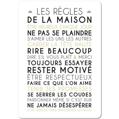 Carte les Règles de la maison (15 x 21 cm) Mes Mots Déco