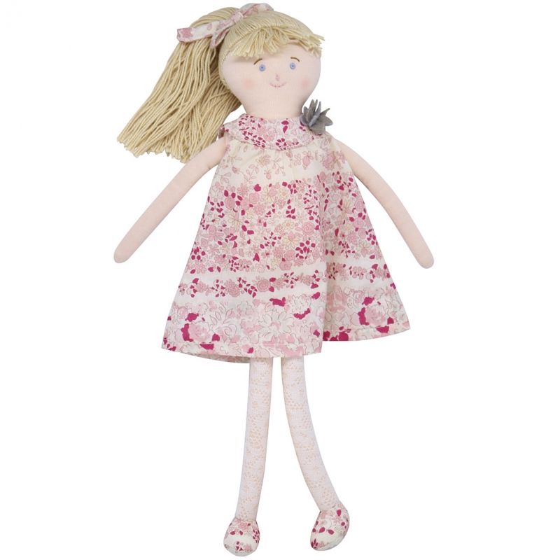 Poupée souple en coton bio rose à fleurs (30 cm) Trousselier