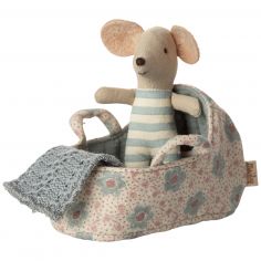 Couffin et Bébé souris Bleu - Maileg