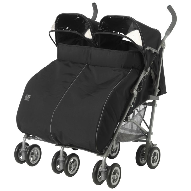 Tablier double pour poussette canne double Twixx noir Red Castle