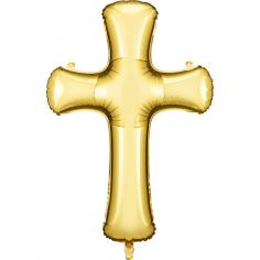 Ballon en aluminium Croix or - Party Deco