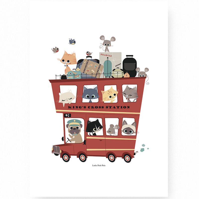 Affiche A4 Mon fabuleux bus Londonien Lutin Petit Pois