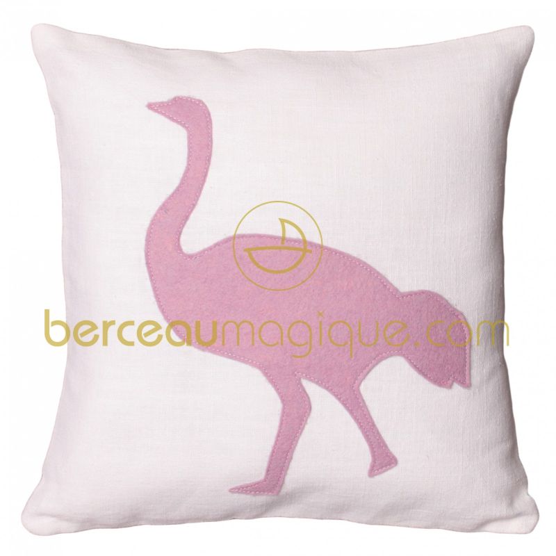 Coussin Autruche rose 
