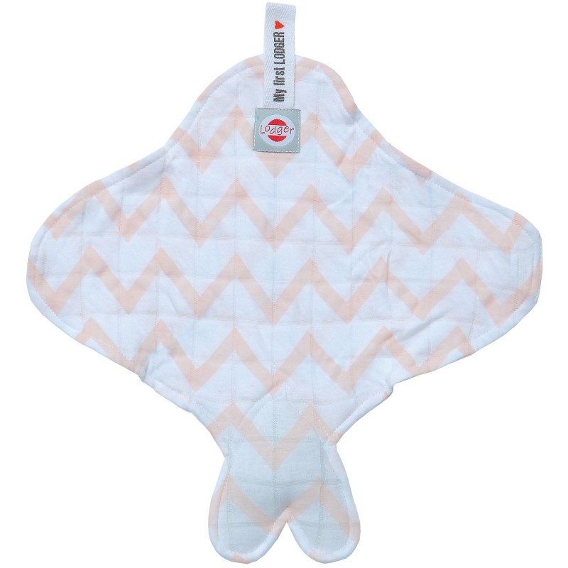 Doudou plat attache sucette rose et blanc cuddler Lodger