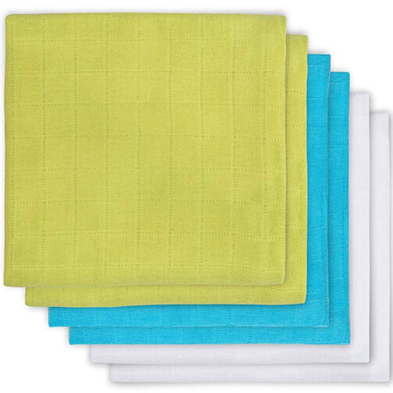 Lot de 6 langes blanc, vert, bleu (70 x 70 cm) Jollein