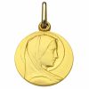 Médaille ronde Vierge Cachet 15 mm (or jaune 750°) - Premiers Bijoux
