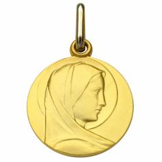 Médaille ronde Vierge Cachet 15 mm (or jaune 750°)