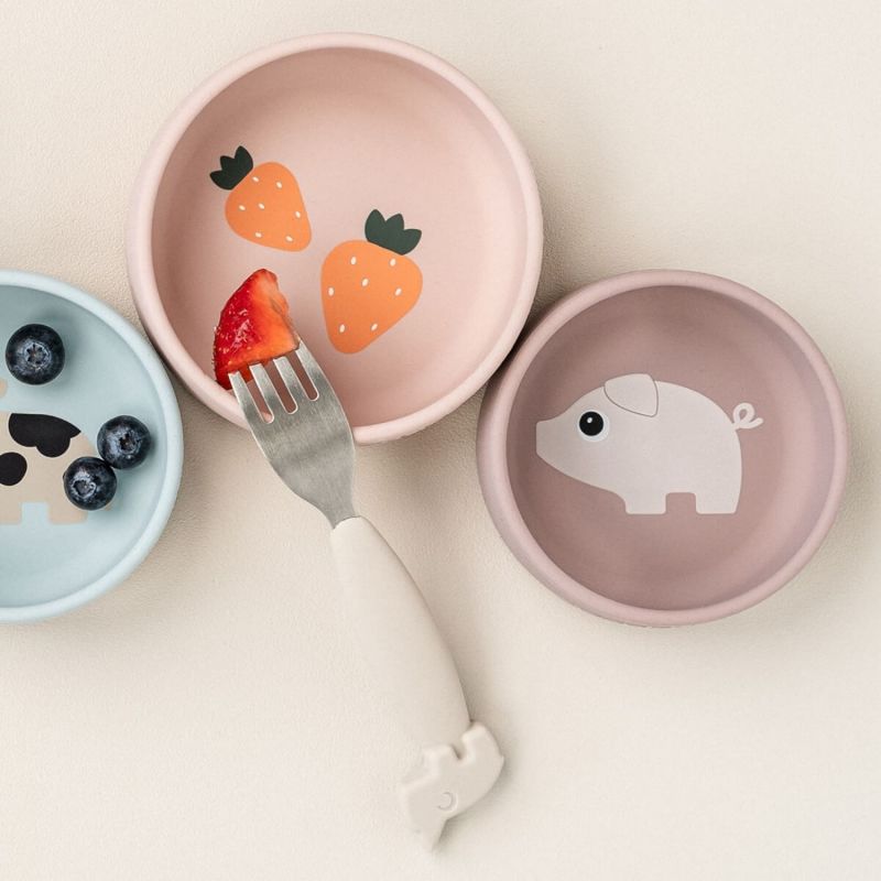 Bol en silicone lot de 2 Pigee Rose Done by Deer Ambiance 1