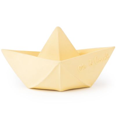 Jouet de bain bateau origami latex d'hévéa vanille Oli & Carol