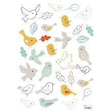 Stickers A3 woodland les oiseaux Woodland by Lizzie Mackay (29,7 x 42 cm)  par Lilipinso