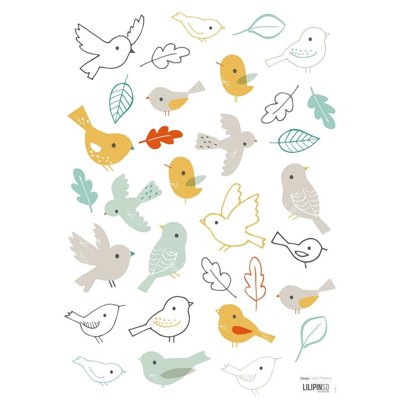 Stickers A3 woodland les oiseaux Woodland by Lizzie Mackay (29,7 x 42 cm) Lilipinso