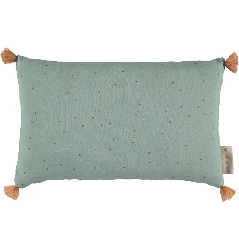 Coussin à pampilles pois Sublim Eden Green (20 x 35 cm) Nobodinoz