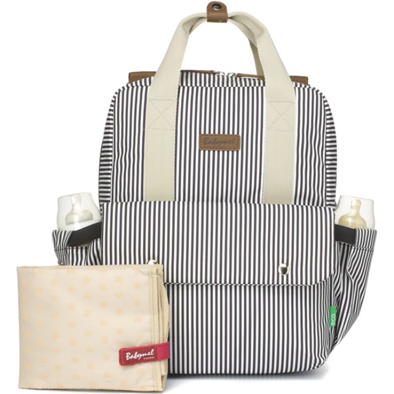 Sac à dos à langer Georgi Eco Rayures blanc et marine Babymel Produit 4